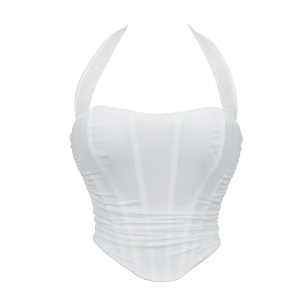 White Black Overbust Corset Bar Bustier Tank Top Sexy Corselet Camisole Waist Cincher Summer Shaper Costume
