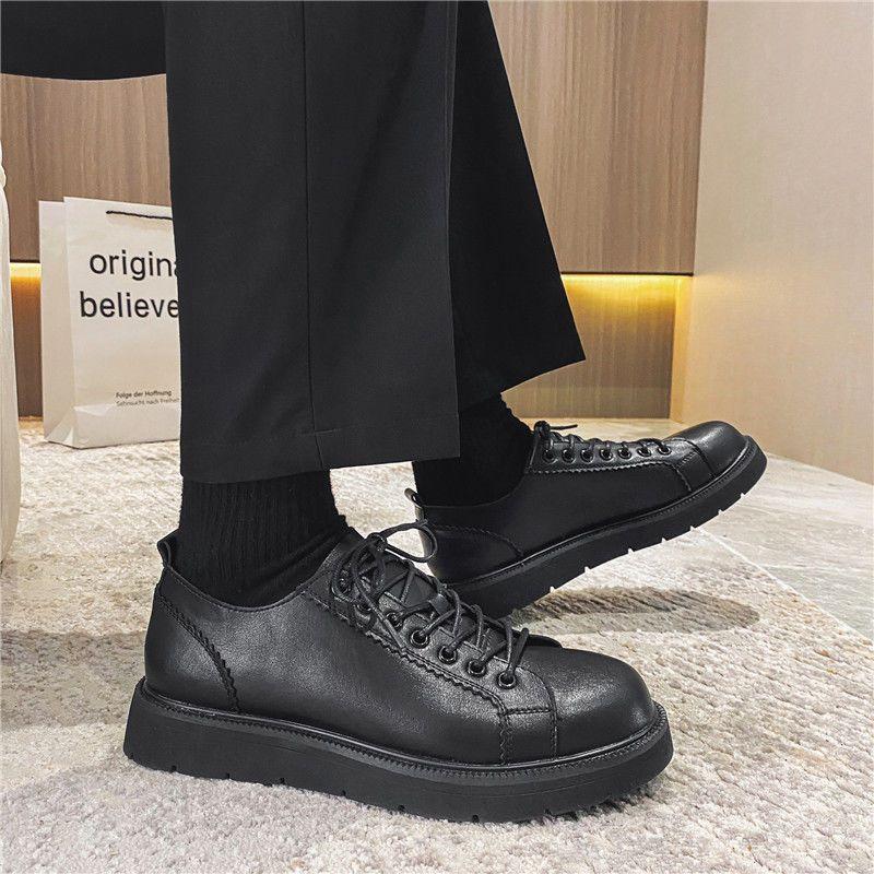 Stylish Fashion Versatile Vintage Women Men Black Leather Shoes Oversized Business Formal Lace Up Leather Flat Soft Sole Rivet Rock Gothic Punk Ankl