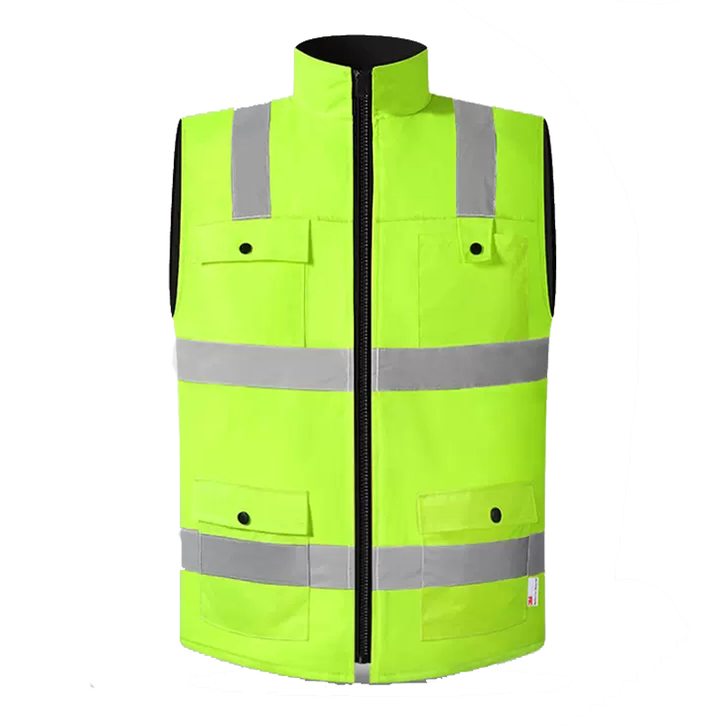 Multi Pockets Work Winter Vest for Men Fleece Cold Weather Warm Vest for Construction Road Working