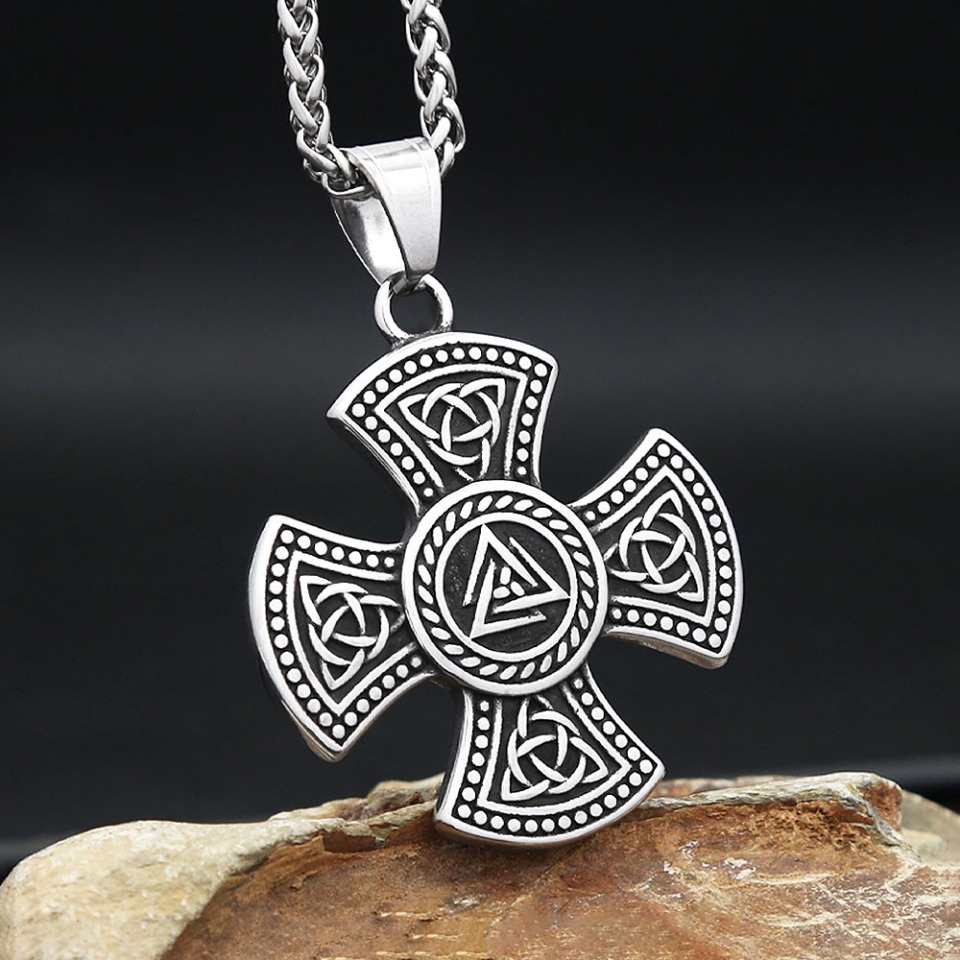 Nordic Vikings Celtic Knot Pendant Necklaces For Men Women Fashion Stainless Steel Punk Cross Necklace Amulet Jewelry Wholesale