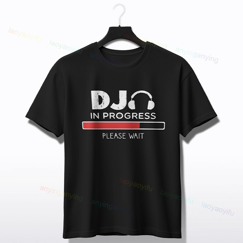 DJ in Progress Men's Casual T-Shirt Geometric Print, Round Neck Short Sleeve - Perfect for Summer Outdoor Clothing Streetwear