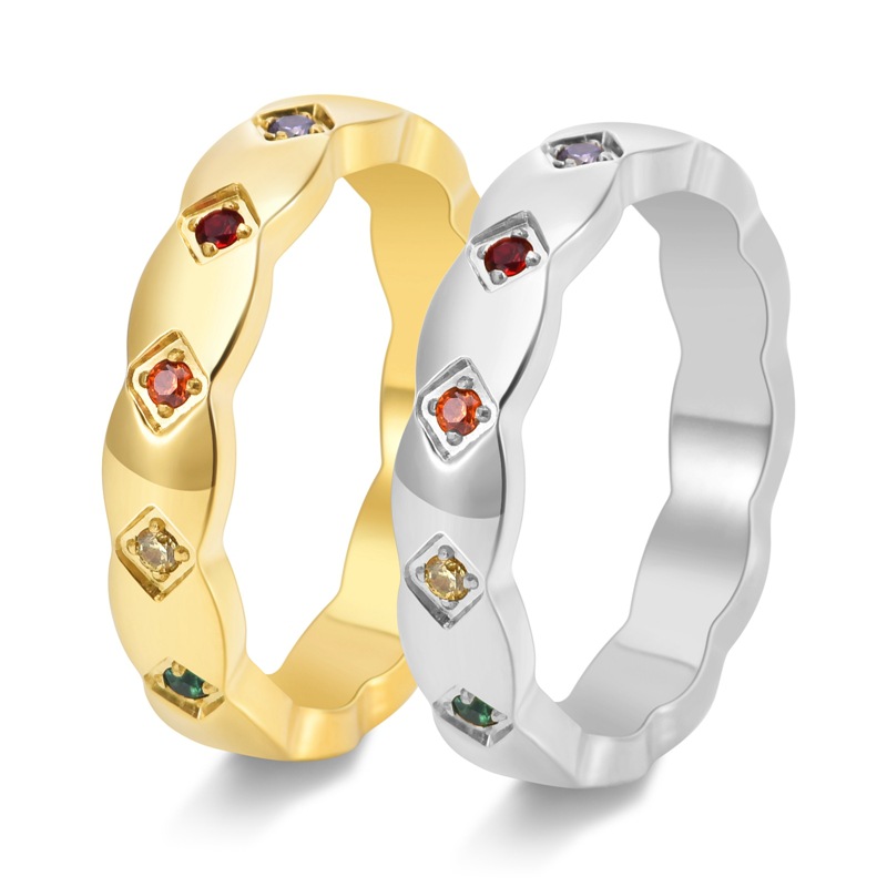 4mm Stainless Steel Stackable CZ Eternity Ring Wedding Band Couple Jewelry for Women Men Size 6-11