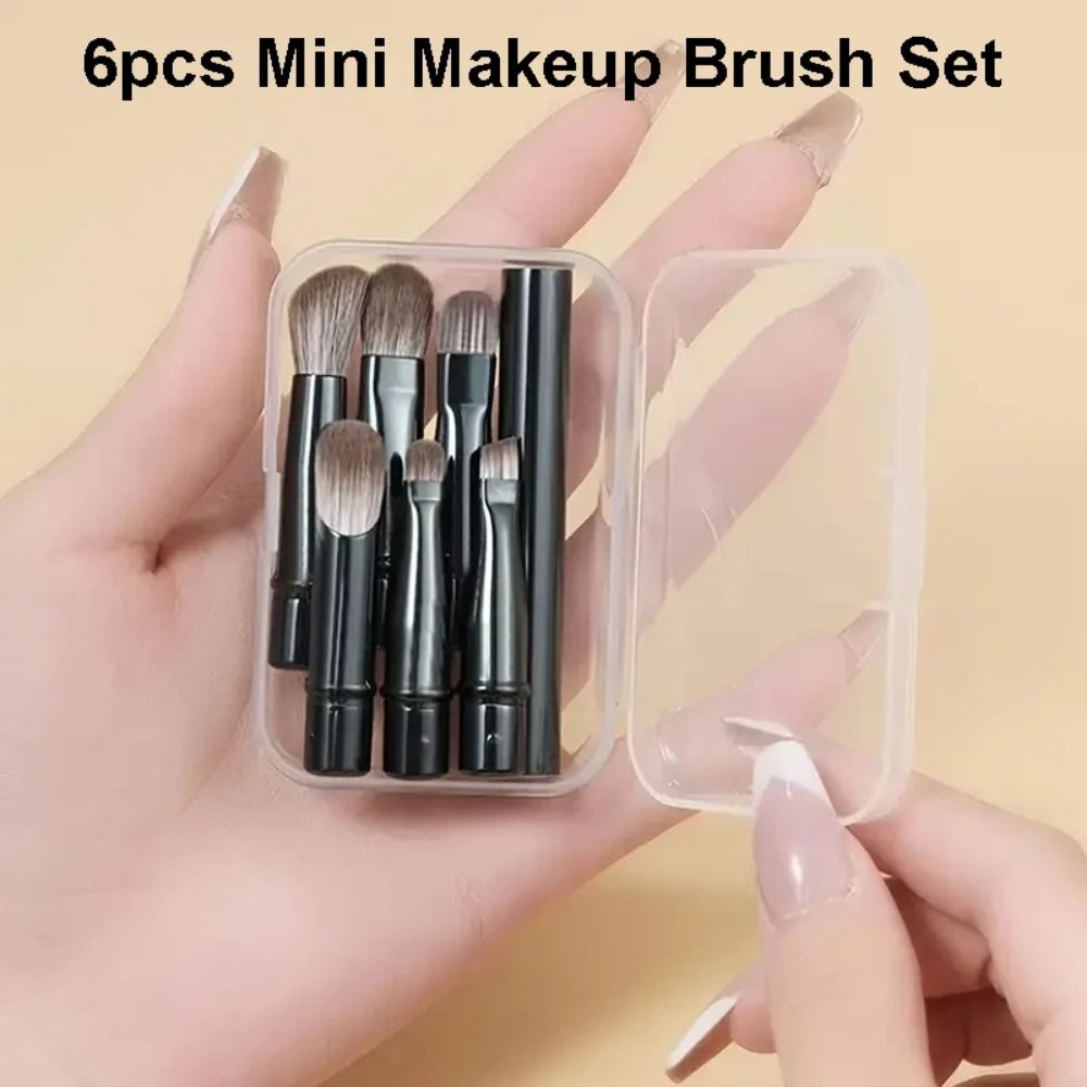 1 Set 6 In 1 Mini Makeup Brushes Set Detachable Travel Contour Concealer Brush Eyeshadow Brushes Double Ended Makeup Brushes