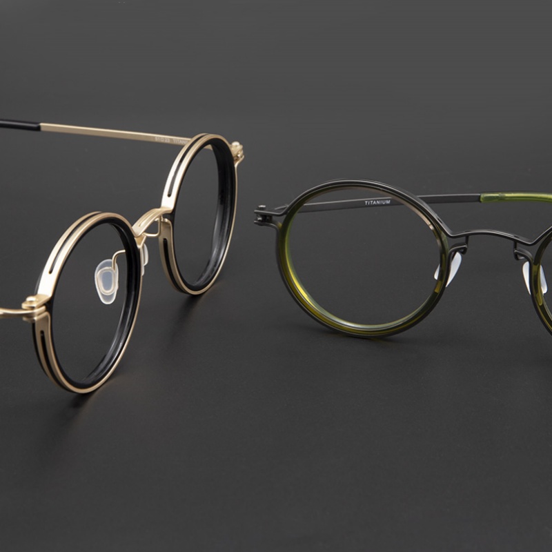 Hand-made top quality color-changing myopia glasses for men big face ultra-light pure titanium retro round frame lens for women
