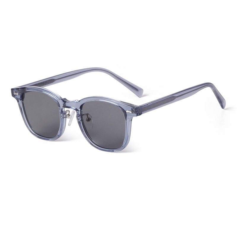 Trendy Square Brand Design Sunglasses Women Men Retro Rivets Tortoise Shell TR90 CP-inner Gray Blue High Quality Sun Glasses UV