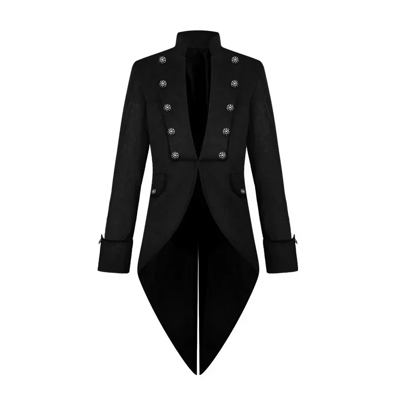 Gothic Steampunk Jacket Long Frock Trench Dovetail Coat High Collar 2024 Autumn Men's Tuxedo Vintage Slim Victorian Costume