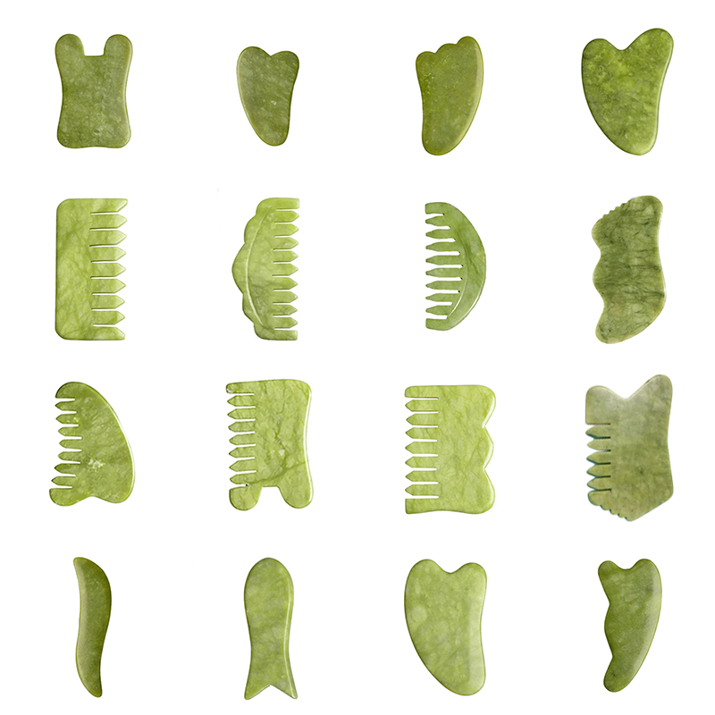 Natural Green Xiuyu Gua Sha Board Jade Stone Massager For SPA Acupuncture Body Scraping Gouache Scraper Facial Beauty Tool