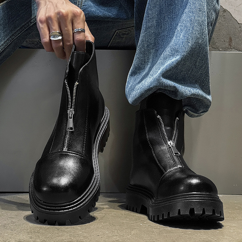 Stylish Fashion Designer Comfortable Women Men Leather Boot Shoes Business Outdoor Leather Chelsea Thick Sole Rock Gothic Punk Shoes Casual Boot Sho