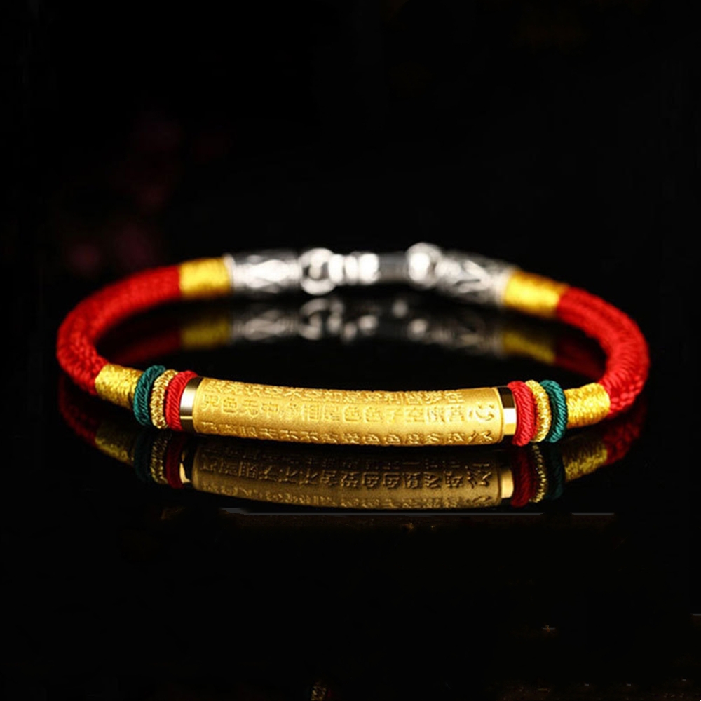 Hand-woven Tibetan Bracelet Colorful Thread Lucky Charm Rope Prajna Heart Sutra Bangles For Women Men Knots Red Thread Bracelets