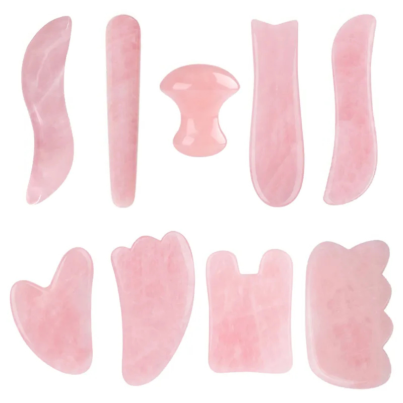 Natural Rose Quartz Gua Sha Jade Facial Beauty Scraping Massage Tools Firm Skin Care Face Gua Sha SPA Physical Therapy Massager