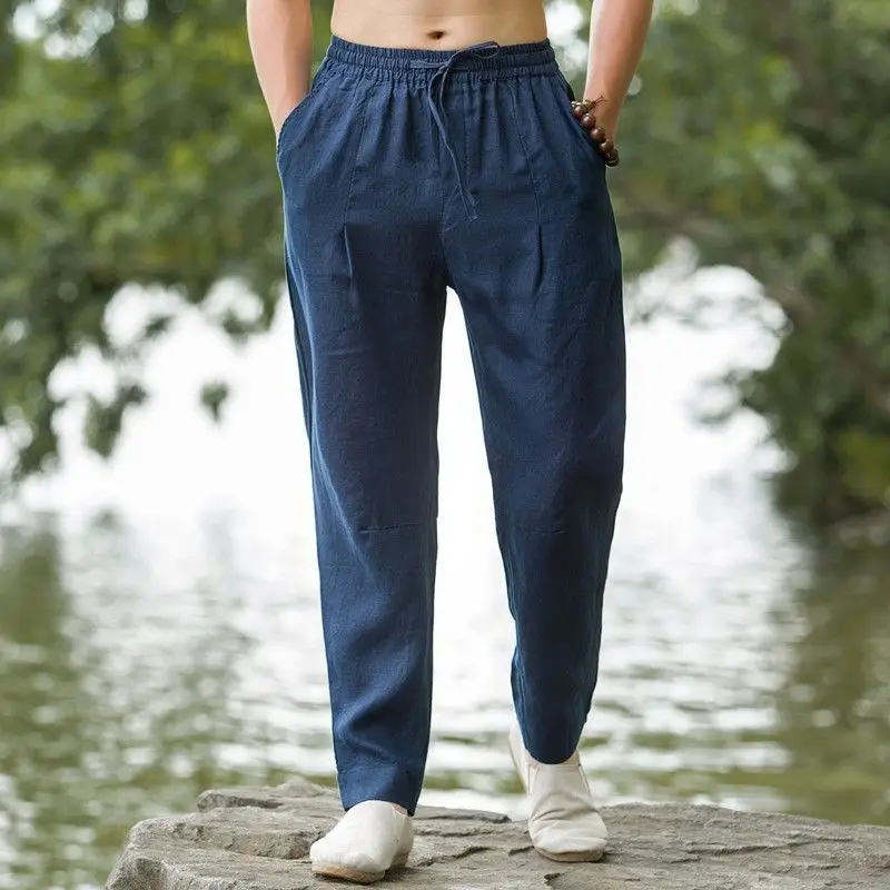 Harem Male Trousers Baggy Linen Thin Loose Wide Summer New in Designer Big Size Plus Harajuku Fashion Trend Men's Casual Pants