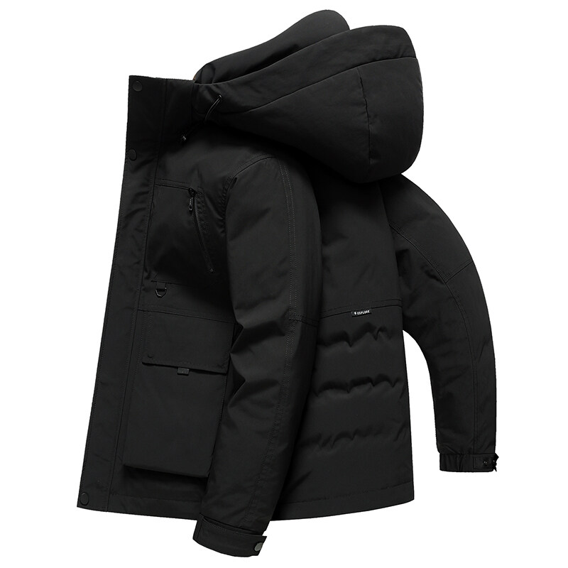 Casual 2025 Winter Men's Warm Hooded White Duck Down Jacket Outwear Solid Thick Puffer Coats Windproof Down Padded Tops Clothing