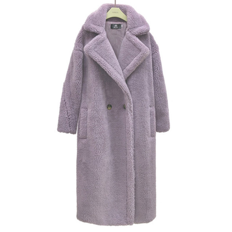 Winter New Teddy Coat Women Lambswool Long Cashmere Faux Fur Jacket Female Loose Casual Thick Warm Overcoat Oversize Jackets