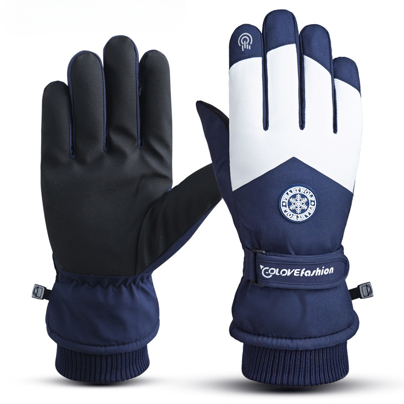 Winter Ski Gloves Outdoor Riding Waterproof Non-slip Plus Fleece Thick Warm Touch Screen Gloves for Men and Women