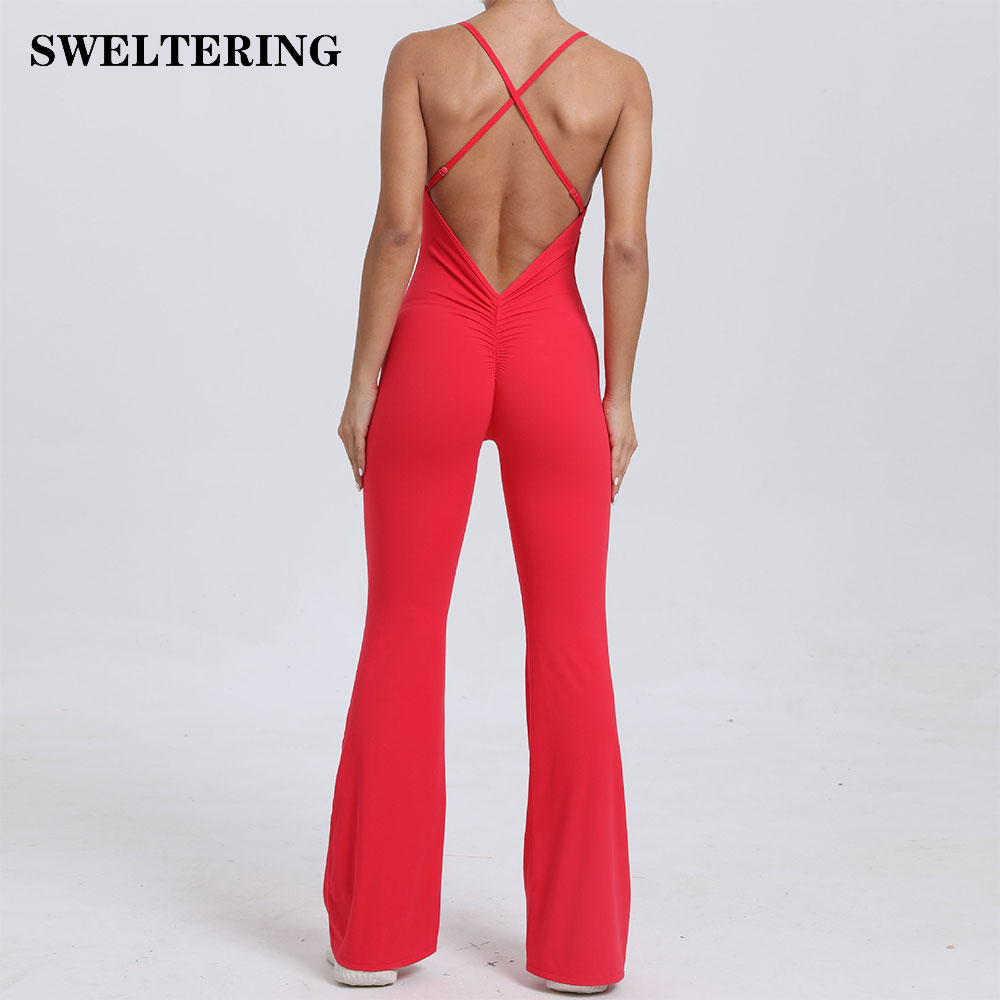 Sexy Back V Gym Set Women Training Yoga Suit Sportswear Women Sports Jumpsuit Fitness Rompers Female Push Up Workout Bodysuits
