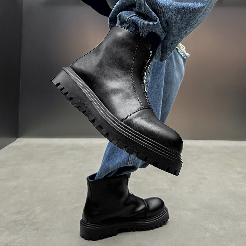 Stylish Fashion Designer Women Men Leather Boot Shoes Business Formals Outdoor Leather Chelsea Thick Sole Rock Gothic Punk Shoes Casual Comfortable