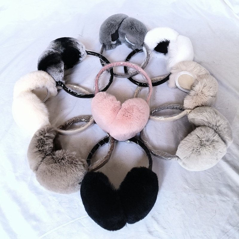 2024 New Style Winter Real Rex Rabbit Fur Earcap Warm Thick Soft Genuine Fur Luxury Earmuffs Women