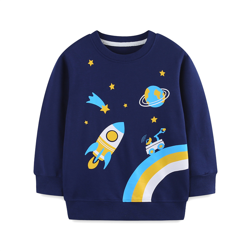 Jumping Meters 2-7T Boys Sweatshirts With Rockets Space Print Fashion Cute Children's Sport Shirts Kids Autumn Spring Clothes