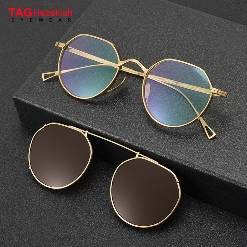 TAG Hezekiah Vintage polarized Sunglasses Clip 9916 Retro Designer UV400 Sun glasses Women Brand Titanium Eyeglasses Frame Men