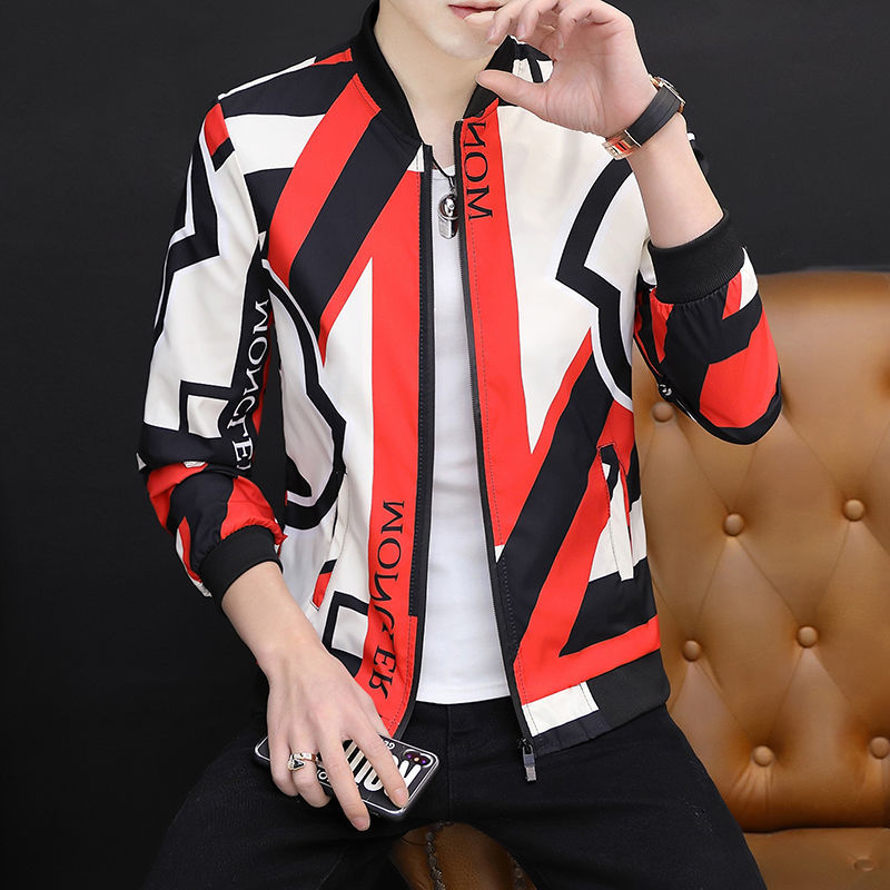 Fashion Stand Collar Zipper Color Printed Letter Jackets Men's Clothing 2024 Spring Autumn New Loose All-match Tops Casual Coats