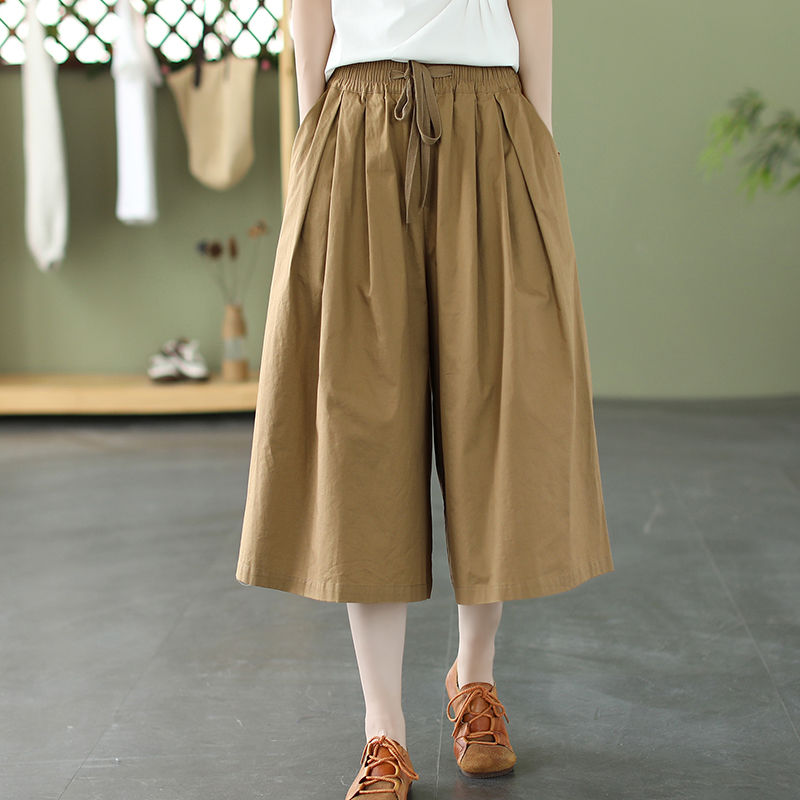 Women's Shorts Baggy Half Mid Length Female Short Pants Knee Loose Cotton Elastic Waist Wide Bermuda Cheap Kpop New in Low Price