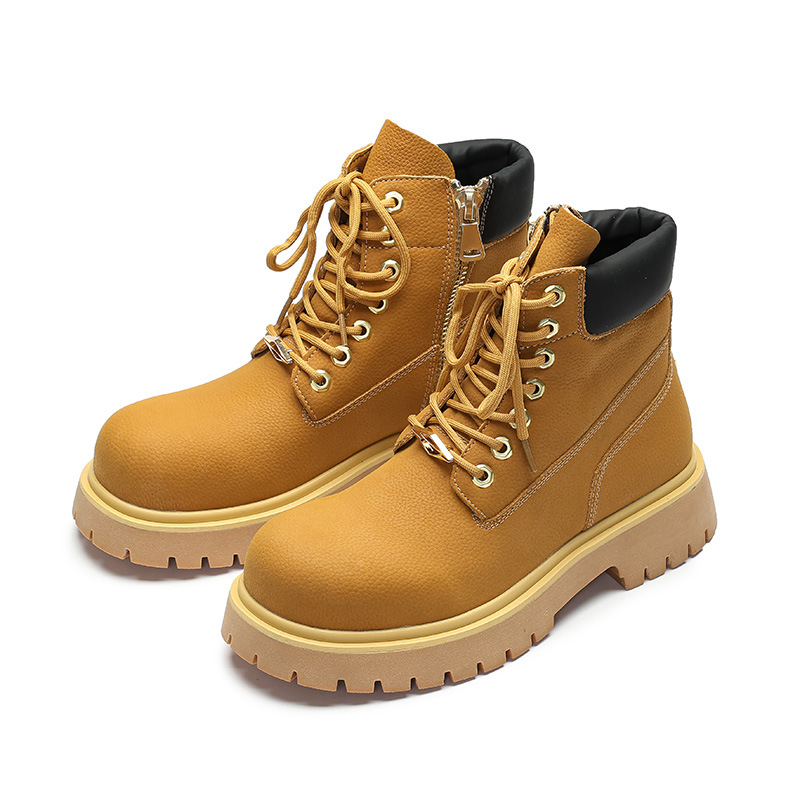 Élégant créateur de mode Hommes Solid Boot Cuir Chaussures Business Ol Minimaliste en cuir non glissé Mindicaliste Toe rond épaisse Sole Rock Got