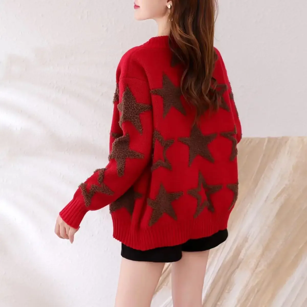 V Neck Ladies Knit Sweaters Outerwear Women's Cardigans Coat Loose Korean Fashion Crochet Top Light Chic Streetwear Long Sleeve