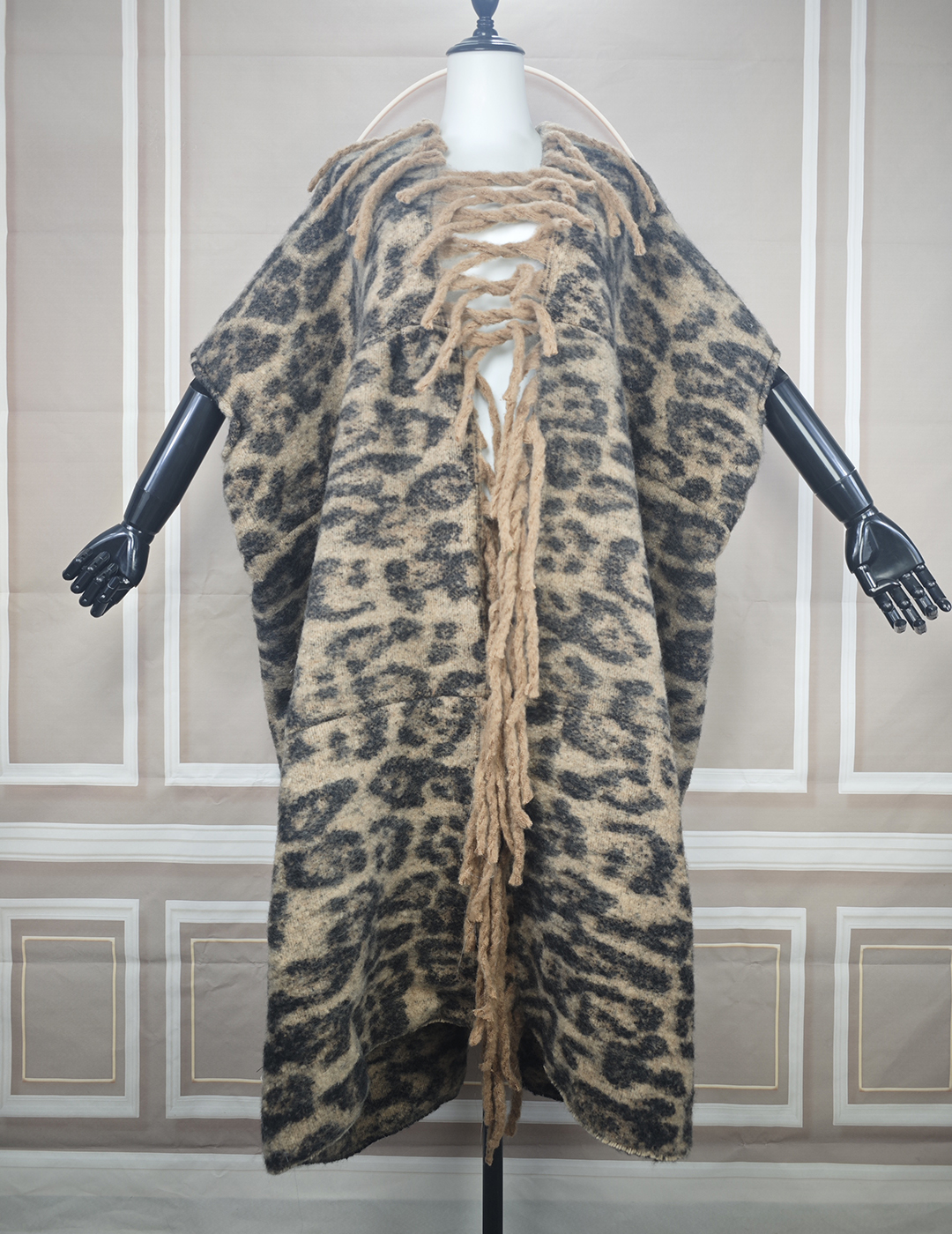 African Women's Popular Leopard Printed Warm Fuzzy Long Cardigans Oversize Fashion Blogger Autumn Winter Loose Duster Coat