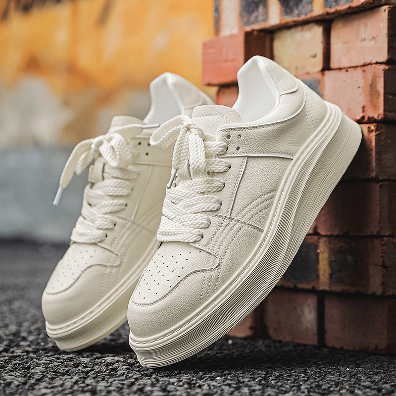 Élégant créateur de mode hommes chaussures en cuir blanc massif Business minimaliste en cuir rond