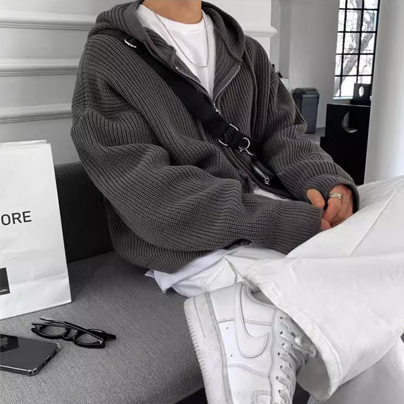 American Knitted Cardigan Jacket Sweater Men New Retro Lazy Trend Brand Versatile Thick Men Thread Jacket