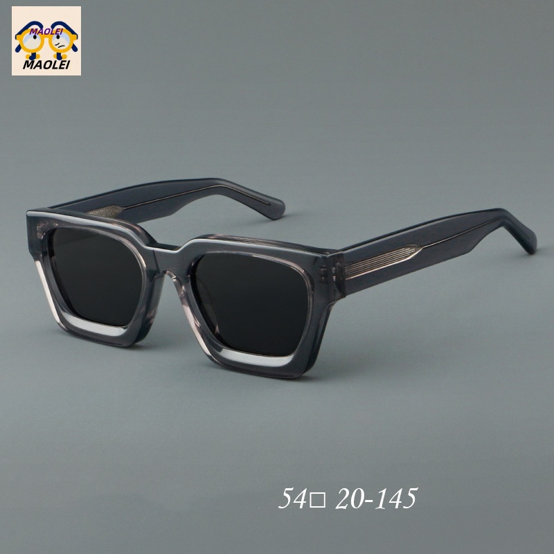 Acetate fiber glasses, retro frame, square frame polarized sunglasses, European and American personality and fashion trend