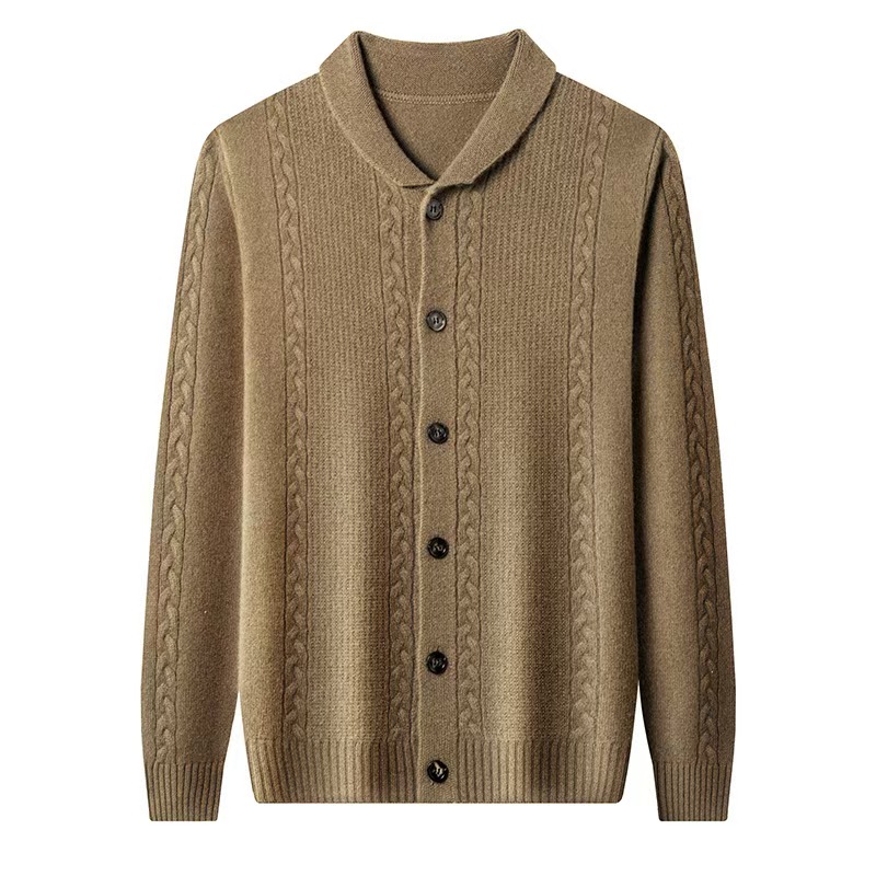 naizaiga 100 wool long sleeve thicken green red gray beige Men winter cardigan father sweater YC12