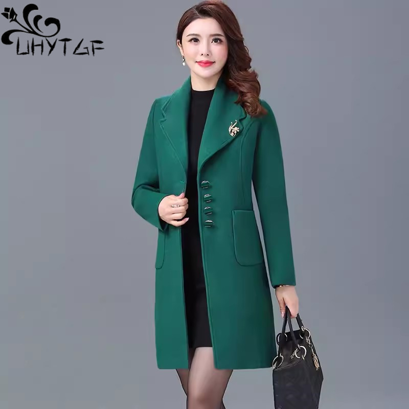 Woolen Jacket Women's Mid Length 2024 Autumn Winter New Korean Loose Add Cotton Thicken Warm Woolen Coats Female Windbreaker3130