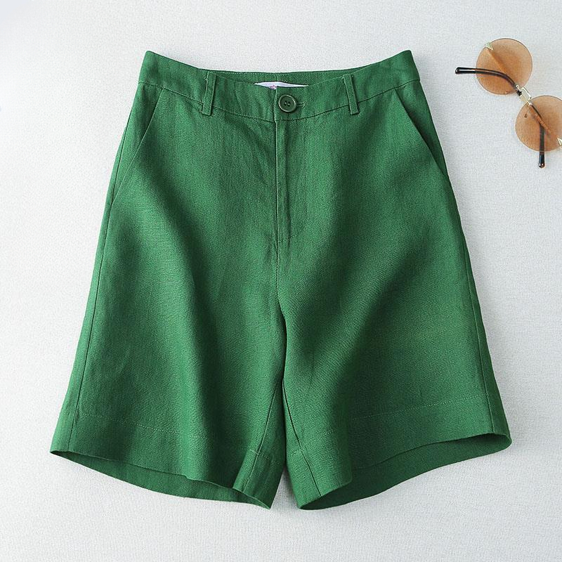 Women's Shorts Linen Half Knee Length Mid Wide Female Short Pants Bermuda Offer Aesthetic Hot Streetwear Korean Style For Summer