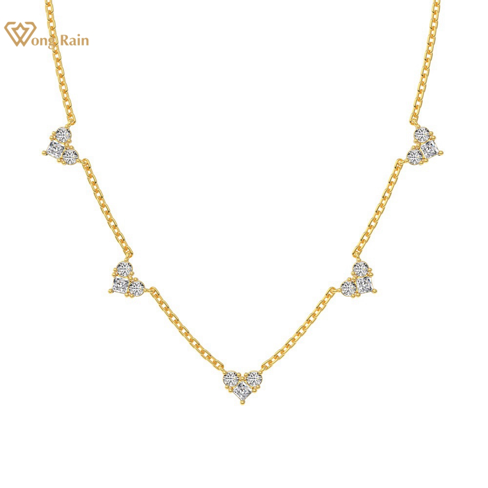 Wong Rain 18K Gold Plated 925 Sterling Silver Lab Sapphire Gemstone Love Heart Pendant Necklace For Women Fine Jewelry Wholesale