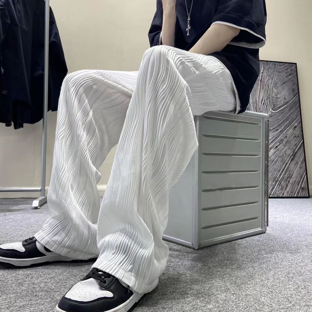 Casual Pants Man White Summer Wide Straight Thin Trousers for Men Clothes Aesthetic Regular Fit High Quality Long Classic New In