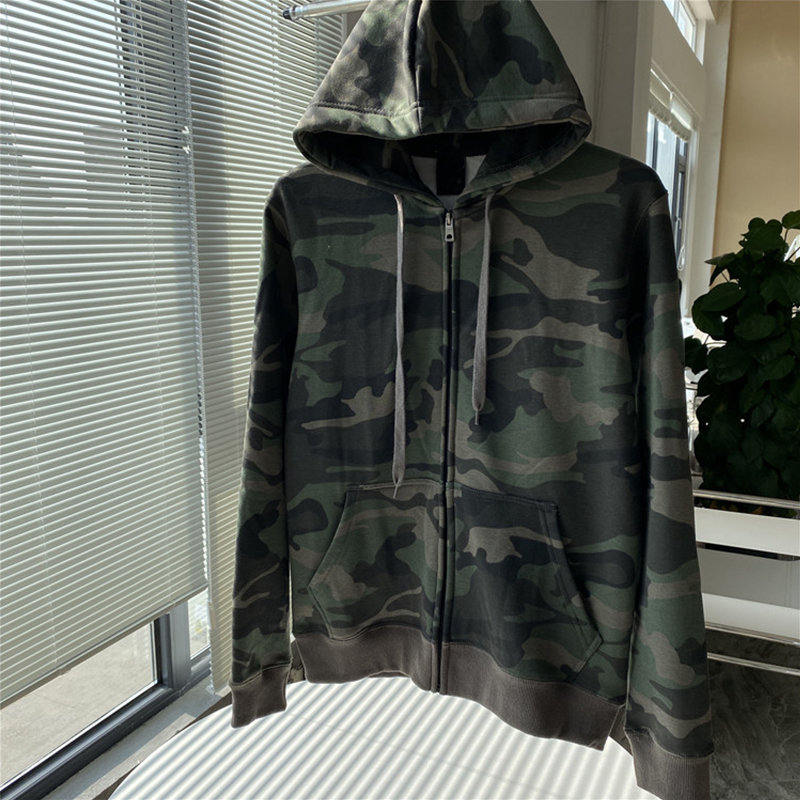 Zipper Autumn Camouflage Loose Hoodie Cardigan Outdoor Raglan Sleeve Coat Men Cotton Street Preppy Casual Women Casual Hooded