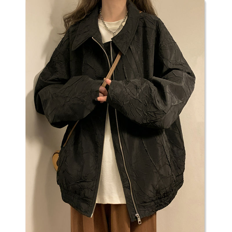 Texture Inspired Workwear Jacket Unisex Niche Suit Coat Spring and Autumn Chic Retro Hong Kong Style Baseball Uniform Jacket