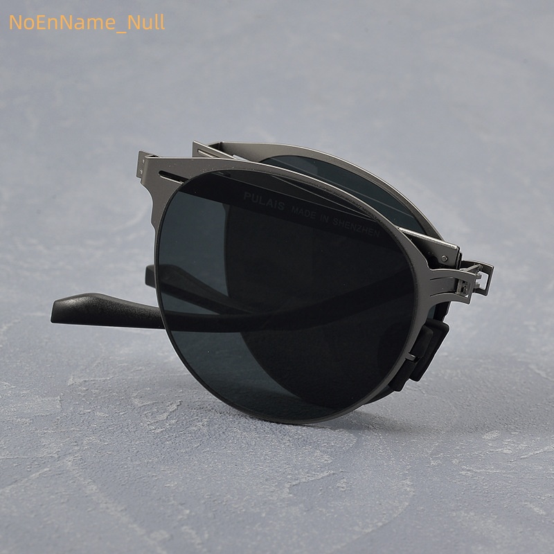 New lightweight foldable oval sunglasses for men Stainless steel Fashion Personalized ultralight Driver Fishing Vintage sunglass