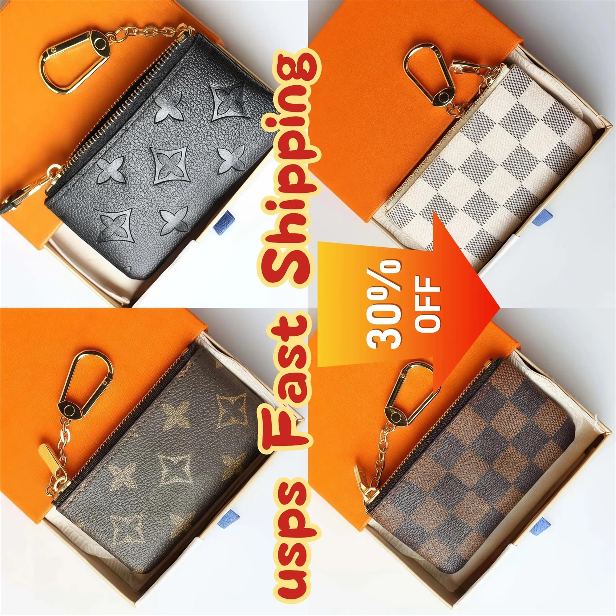 2025 Top Quality KEY POUCH Designers Mini Wallet Fashion COIN POUCH Womens Mens Keychain Ring Credit Card Holder Coin Purse Luxury M62650 with box w