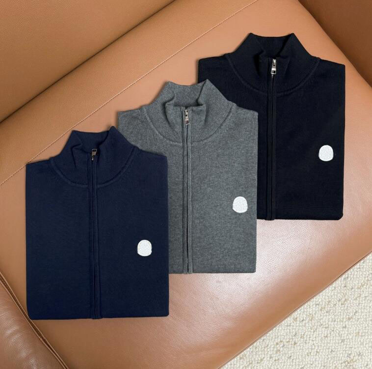 high quality mens emblem sweaters designer embroidered pull half zip knitwear Classic cardigan ZipperJacket top Autumn winter loose sweater