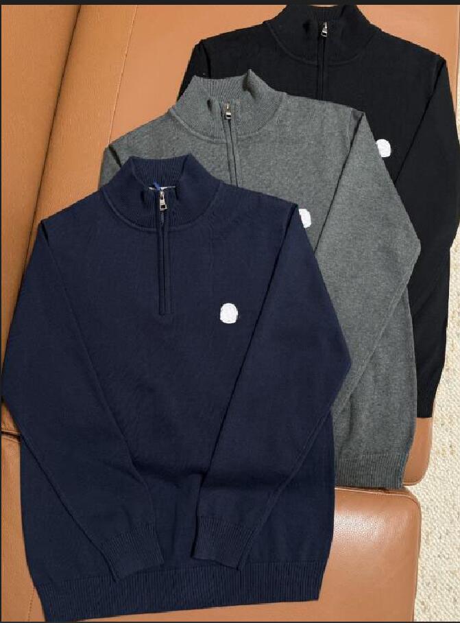 Autumn Winter Men badge Half Zip Cardigan Sweaters Letter embroidered Knitted Casual Pullovers Quality Male Outwear Thicker Warm jumpers Sweater