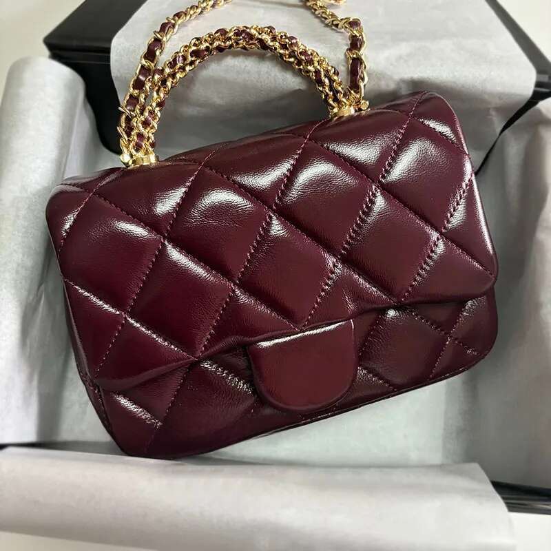 7A Designer Mini Flap Bag With Top Handle Women Fashion Shoulder Lambskin handbag Metal Master Quality handle tote lady Crossbody Bags ladies bag