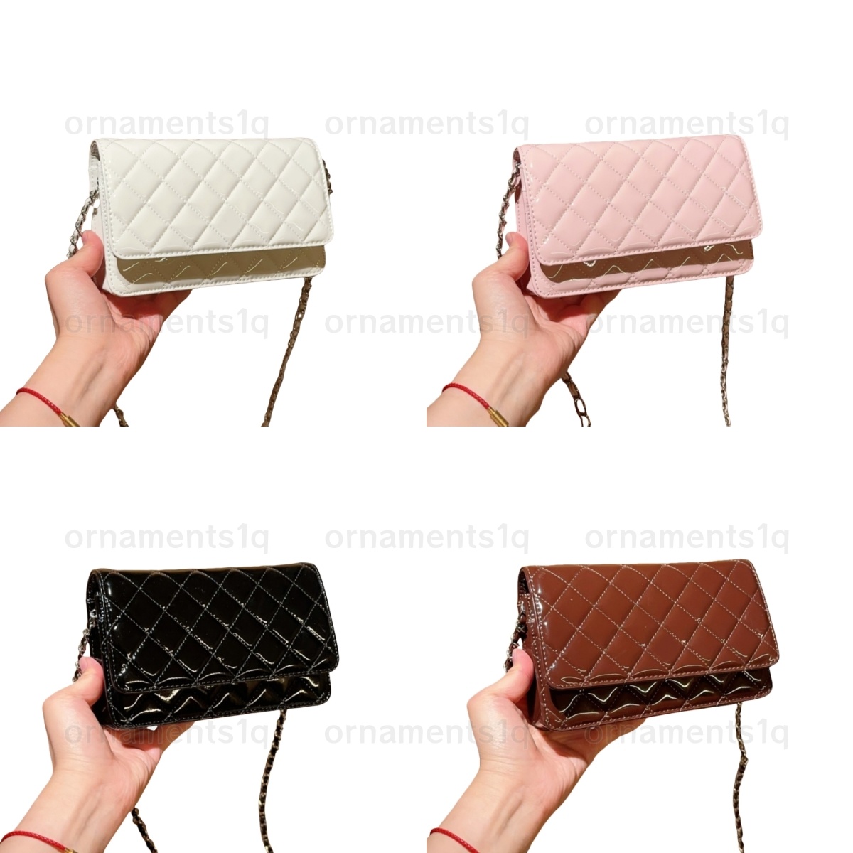 Chic Ladies' Small Purse Shoulder Bag: Premium Patent Leather Accents Diamond Patterned Lattice High Quality Women's Luxury Crossbody Bag