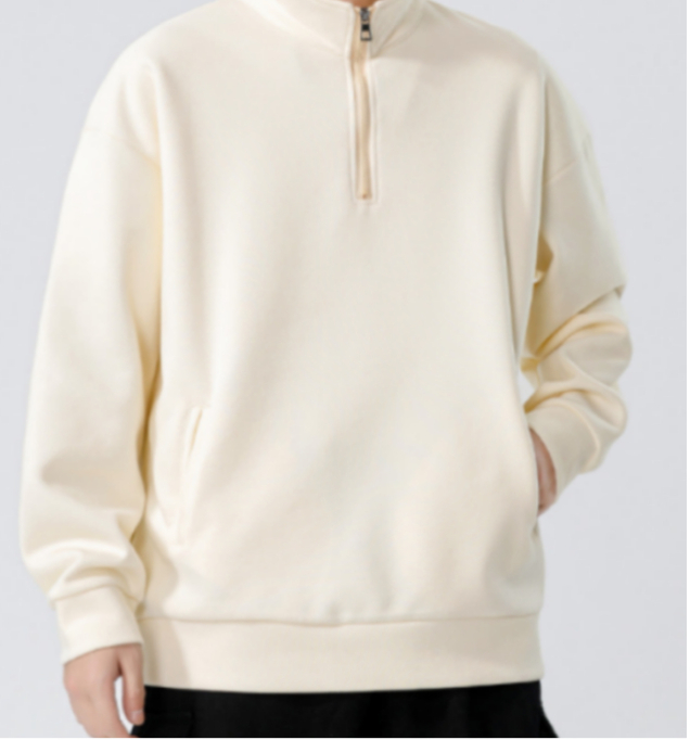 215 Men Long-sleeved Autumn and Winter Heavy Loose Solid Color Lapel Youth Casual