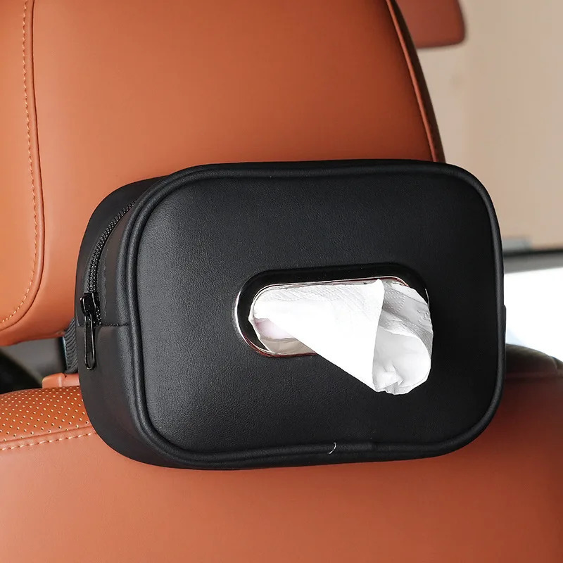 Hanging Car Napkin Holder Center Console Armrest Box Leather Car Tissue Box Sun Visor Backseat Tissue Case with Fix Strap K260317-image-1097845110