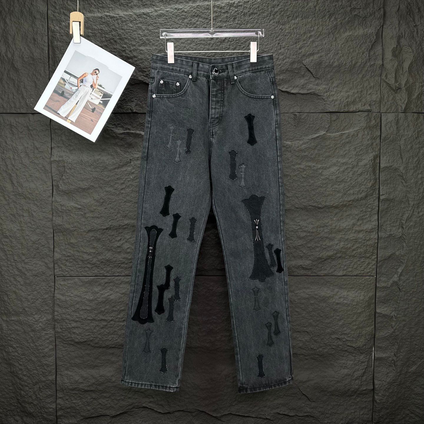 Chrome Jeans Men Women Designer Luxury Denim Pants 2026 New Cross Patch Straight Jeans Hip Hop Streetwear Unisex Fashion Trousers Baggy Wide Leg 3a6