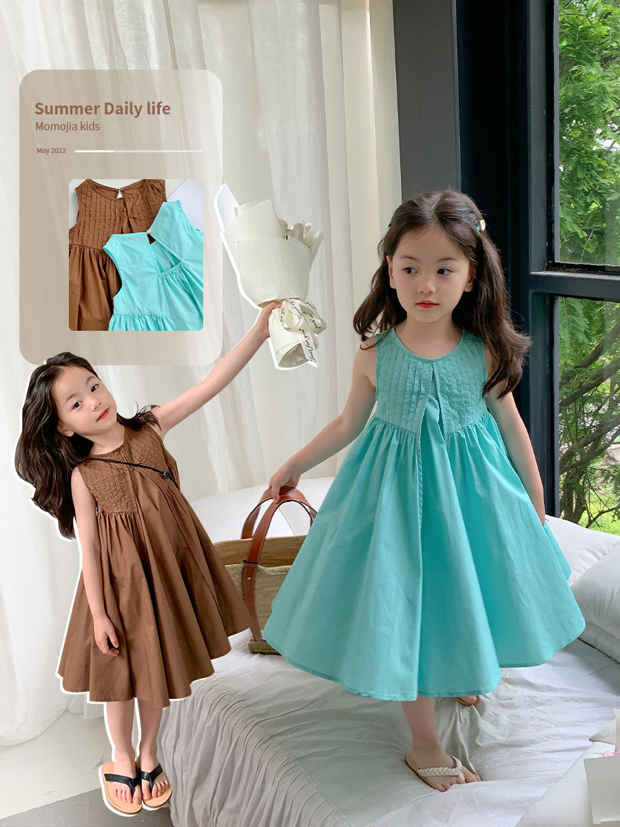 D39 Girls dresses summer new style stylish casual sleeveless vest princess dress trendy small children&#039;s clothing-image-1066733398