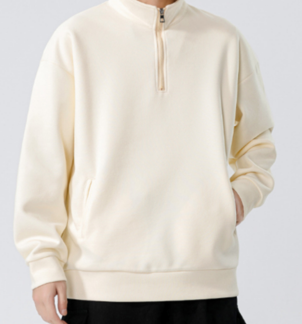 227 Men Long-sleeved Autumn and Winter Heavy Loose Solid Color Lapel Youth Casual