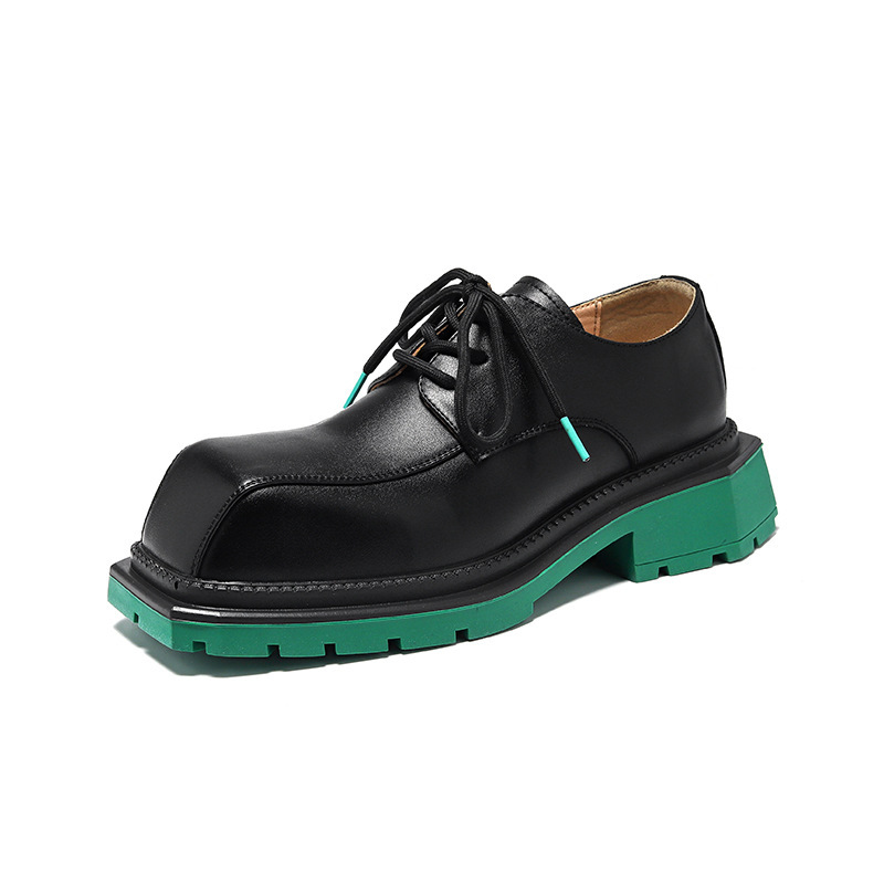 Stylish Fashion Vintage Men Solid Leather Shoes Business Formal Dress Lace Up Leather Square Toe Flat Soft Sole Rock Gothic Punk Shoes Casual Shoes